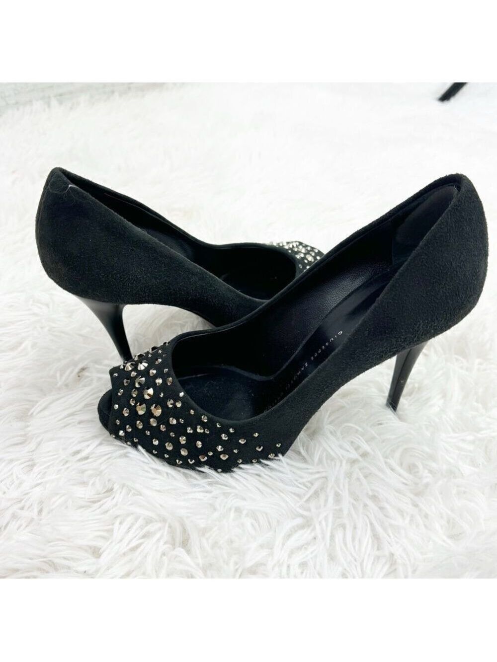 Giuseppe‎ Zanotti Black Suede Studded Pump Heels